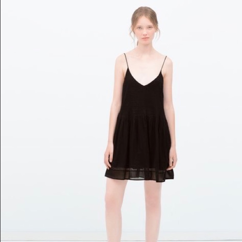Zara Lace Detail Strappy Dress Sz L
